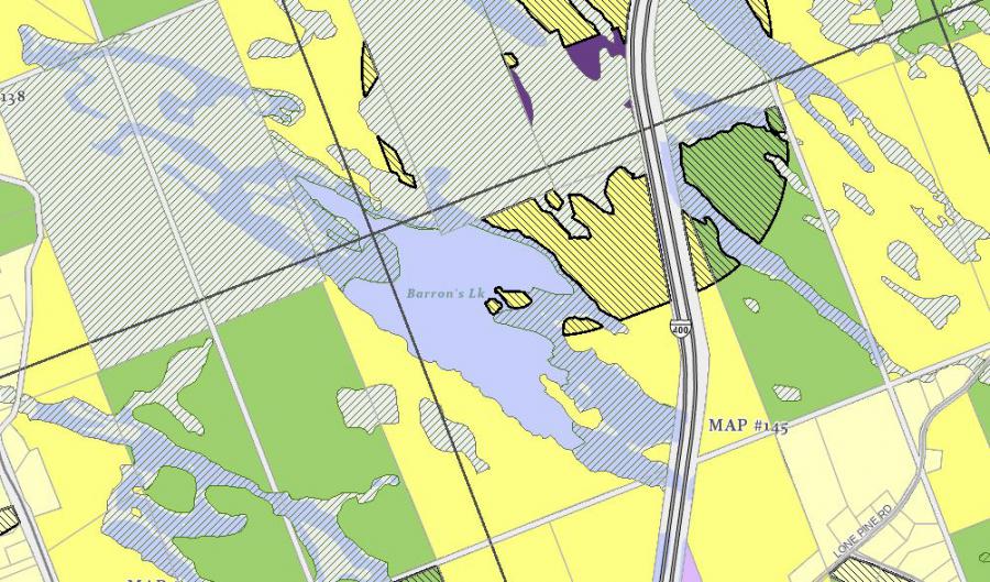 Zoning Map of Barrons Lake in Municipality of Georgian Bay and the District of Muskoka